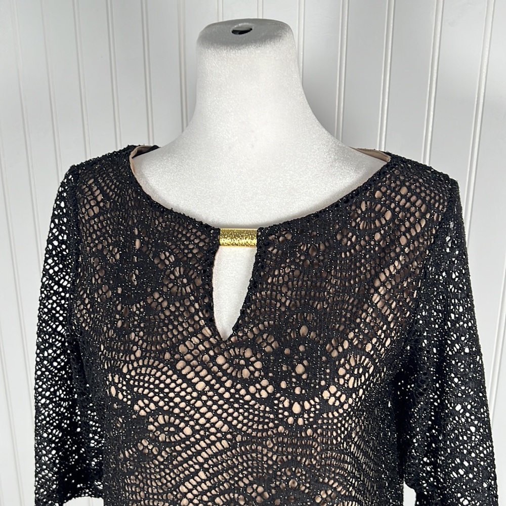 Emma & Michele Black Crochet Flapper Dress